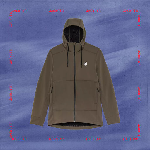 image of fox jacket with stylized text calling out jacketa