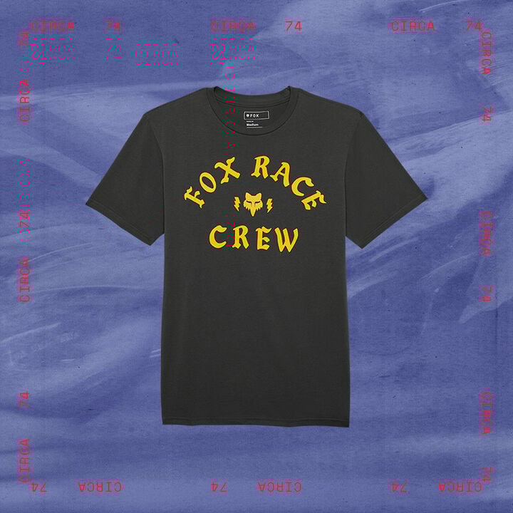 fox tee with stylized text calling out circa 74 collection