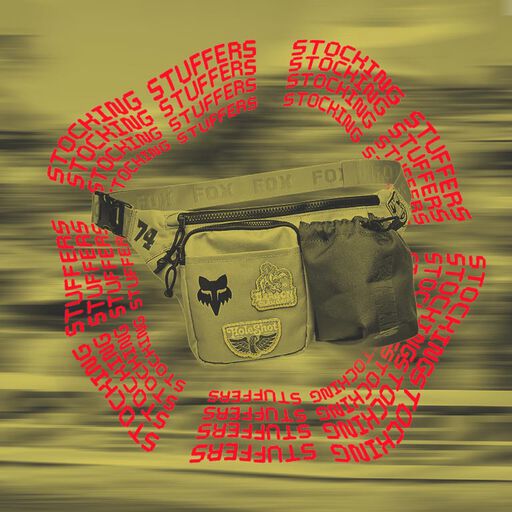 MTB rider with stylized text calling out MTB gift guide