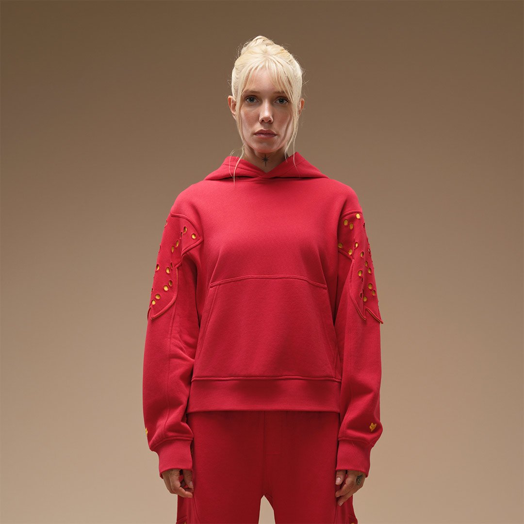 Perferated Hoodie Red